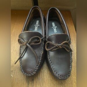 Minnetonka Women's 6.5 Leather Driver Moccasins Brown Loafers